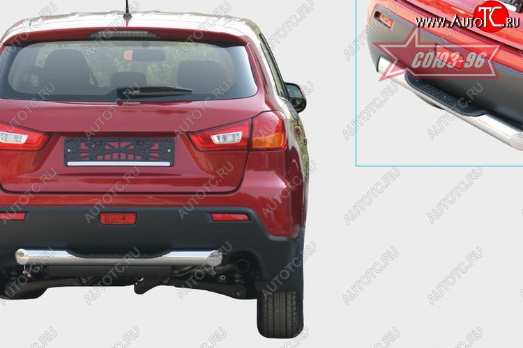 8 639 р. Защита заднего бампера с ступенью (d76) Souz-96 Mitsubishi ASX дорестайлинг (2010-2012)  с доставкой в г. Тольятти