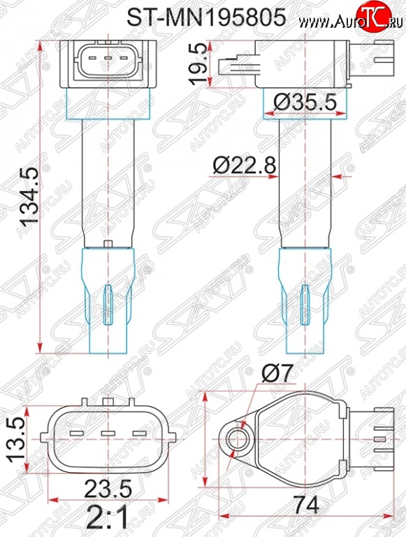 1 479 р. Катушка зажигания SAT Mitsubishi ASX дорестайлинг (2010-2012)  с доставкой в г. Тольятти