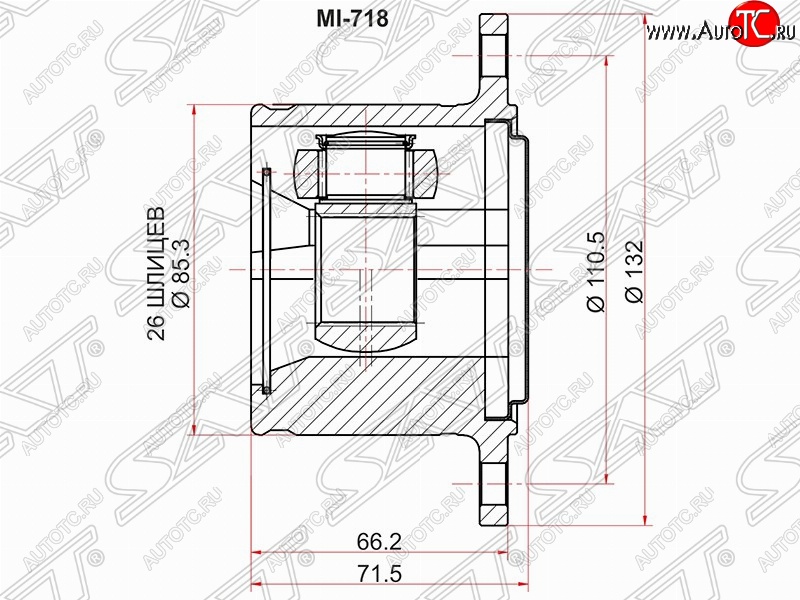 3 889 р. Шрус (внутренний/правый) SAT (26*110.5 мм) Mitsubishi L200 3 K6T-K7T дорестайлинг (1996-2005)  с доставкой в г. Тольятти