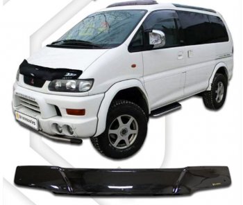 2 199 р. Дефлектор капота CA-Plastiс Mitsubishi Delica 4 рестайлинг (1997-2007) (серия Classic черный)  с доставкой в г. Тольятти. Увеличить фотографию 2