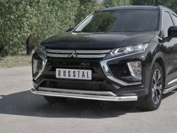 15 299 р. Защита переднего бампера (Ø63 мм, нержавейка) SLITKOFF Mitsubishi Eclipse Cross GK дорестайлинг (2017-2021)  с доставкой в г. Тольятти. Увеличить фотографию 4