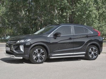 18 449 р. Защита переднего бампера (2 трубы Ø63 и 42 мм, нержавейка) SLITKOFF Mitsubishi Eclipse Cross GK дорестайлинг (2017-2021)  с доставкой в г. Тольятти. Увеличить фотографию 2