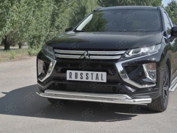 18 449 р. Защита переднего бампера (2 трубы Ø63 и 42 мм, нержавейка) SLITKOFF Mitsubishi Eclipse Cross GK дорестайлинг (2017-2021)  с доставкой в г. Тольятти. Увеличить фотографию 4