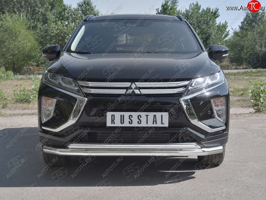 18 449 р. Защита переднего бампера (2 трубы Ø63 и 42 мм, нержавейка) SLITKOFF Mitsubishi Eclipse Cross GK дорестайлинг (2017-2021)  с доставкой в г. Тольятти