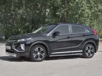 9 649 р. Защита переднего бампера (Ø75х42 мм, нержавейка) Russtal  Mitsubishi Eclipse Cross  GK (2017-2021) дорестайлинг  с доставкой в г. Тольятти. Увеличить фотографию 2