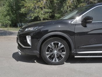 9 649 р. Защита переднего бампера (Ø75х42 мм, нержавейка) Russtal  Mitsubishi Eclipse Cross  GK (2017-2021) дорестайлинг  с доставкой в г. Тольятти. Увеличить фотографию 3