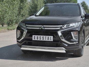 9 649 р. Защита переднего бампера (Ø75х42 мм, нержавейка) Russtal  Mitsubishi Eclipse Cross  GK (2017-2021) дорестайлинг  с доставкой в г. Тольятти. Увеличить фотографию 4