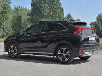 16 699 р. Защита заднего бампера (2 трубы Ø63 и 42 мм, нержавейка) SLITKOFF  Mitsubishi Eclipse Cross  GK (2017-2021) дорестайлинг  с доставкой в г. Тольятти. Увеличить фотографию 2