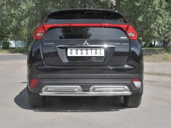 16 699 р. Защита заднего бампера (2 трубы Ø63 и 42 мм, нержавейка) SLITKOFF  Mitsubishi Eclipse Cross  GK (2017-2021) дорестайлинг  с доставкой в г. Тольятти. Увеличить фотографию 1