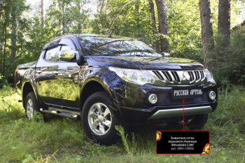 1 939 р. Защитная сетка решетки переднего бампера (шагрень) РА Mitsubishi L200 5 KK,KL дорестайлинг (2015-2019)  с доставкой в г. Тольятти. Увеличить фотографию 2