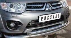 20 849 р. Защита переднего бампера (2 трубыØ63 мм, нержавейка) SLITKOFF Mitsubishi L200 5 KK,KL дорестайлинг (2015-2019)  с доставкой в г. Тольятти. Увеличить фотографию 2