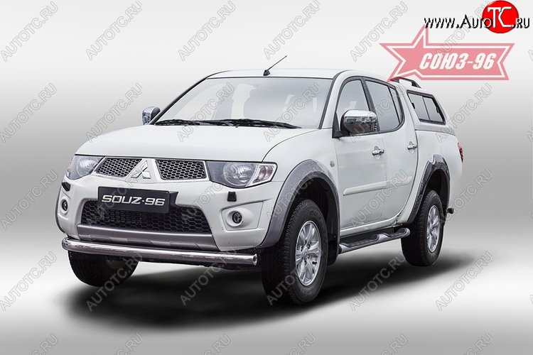 11 654 р. Защита переднего бампера одинарная Souz-96 (d76) Mitsubishi L200 5 KK,KL дорестайлинг (2015-2019)  с доставкой в г. Тольятти