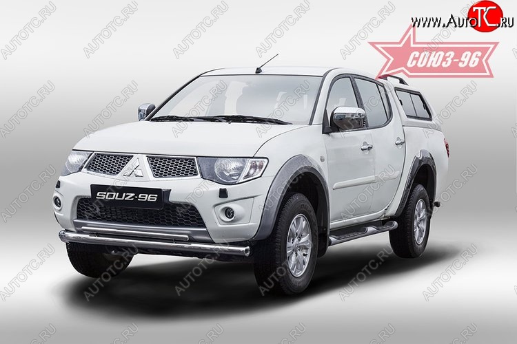 15 254 р. Защита переднего бампера двойная Souz-96 (d76/42) Mitsubishi L200 5 KK,KL дорестайлинг (2015-2019)  с доставкой в г. Тольятти