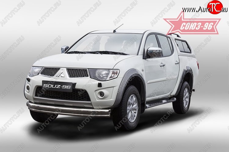 15 254 р. Защита переднего бампера двойная Souz-96 (d76/42) Mitsubishi L200 5 KK,KL дорестайлинг (2015-2019)  с доставкой в г. Тольятти