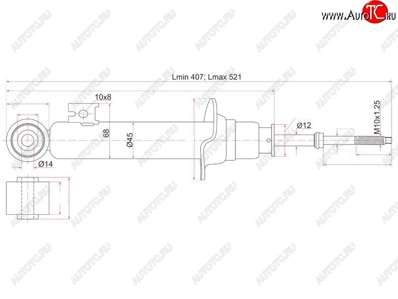 2 459 р. Амортизатор передний LH=RH SAT Mitsubishi Pajero Sport PB дорестайлинг (2008-2013)  с доставкой в г. Тольятти