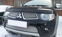 1 589 р. Сетка в решетку радиатора Russtal  Mitsubishi L200  4 - Pajero Sport  PB (хром)  с доставкой в г. Тольятти. Увеличить фотографию 3