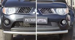 1 299 р. Зимняя заглушка решетки переднего бампера РА Mitsubishi L200 4  дорестайлинг (2006-2014)  с доставкой в г. Тольятти. Увеличить фотографию 2