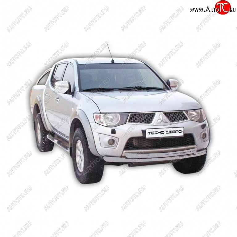 10 599 р. Защита переднего бампера ТехноСфера (Техно Сфера) Mitsubishi L200 4  дорестайлинг (2006-2014) (Серебристый)  с доставкой в г. Тольятти