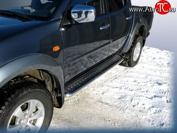 15 349 р. Широкая защита порогов с трубой диаметром 57 мм Slitkoff Mitsubishi L200 4  дорестайлинг (2006-2014)  с доставкой в г. Тольятти