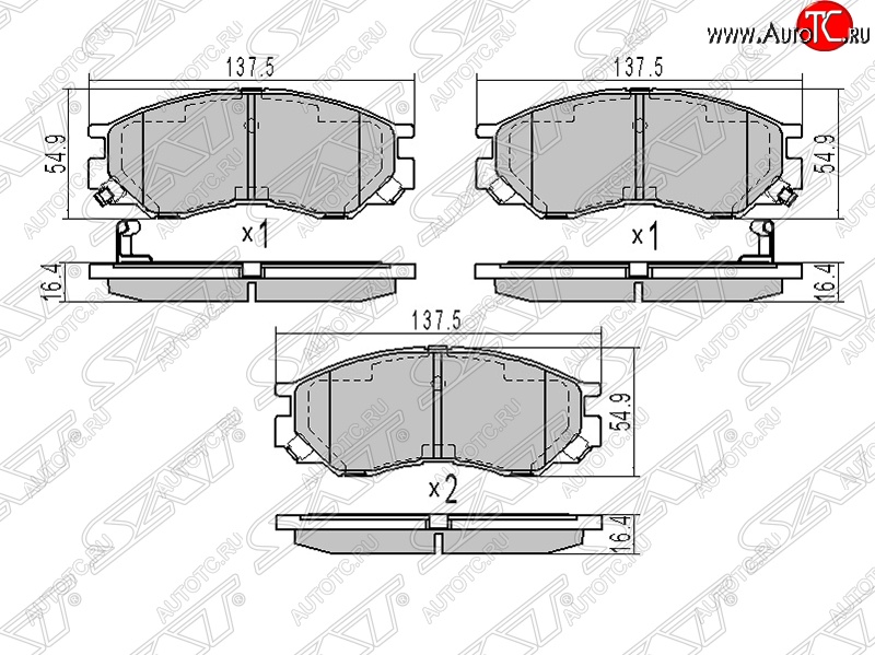 1 439 р. Колодки тормозные SAT (передние) Mitsubishi L200 4  дорестайлинг (2006-2014)  с доставкой в г. Тольятти
