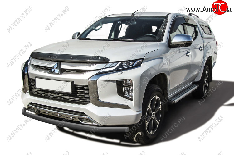 10 399 р. Защита переднего бампера Slitkoff (Ø 57 мм)  Mitsubishi L200  5 KK,KL (2018-2022) рестайлинг (Сталь с полимерным покрытием. Цвет: серебристый)  с доставкой в г. Тольятти