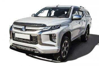 Защита переднего бампера Slitkoff (Ø 57+Ø 42, двойная) Mitsubishi L200 5 KK,KL рестайлинг (2018-2022)