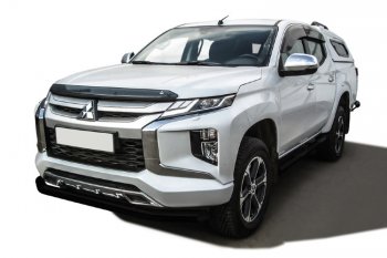 11 999 р. Защита переднего бампера Slitkoff (Ø 76 мм) Mitsubishi L200 5 KK,KL рестайлинг (2018-2022) (Сталь с полимерным покрытием. Цвет: черный)  с доставкой в г. Тольятти. Увеличить фотографию 1