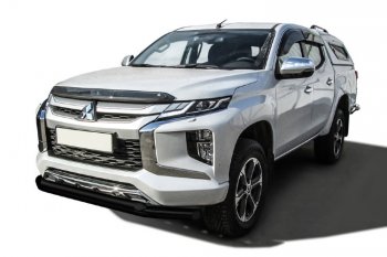 Защита переднего бампера Slitkoff (Ø 76+Ø 57 двойная) Mitsubishi L200 5 KK,KL рестайлинг (2018-2022)