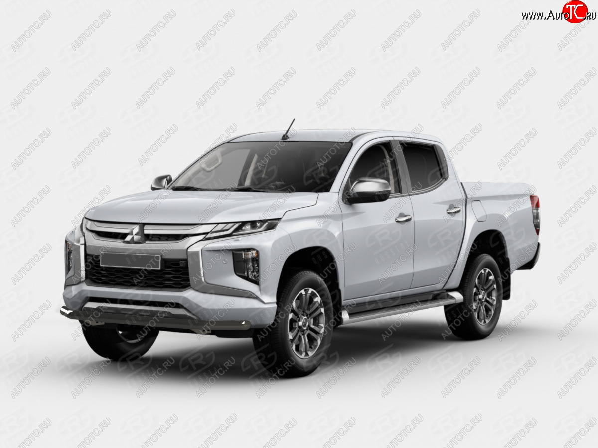 12 949 р. Защита переднего бампера SLITKOFF (Ø63 мм) Mitsubishi L200 5 KK,KL рестайлинг (2018-2022) (порошковая окраска в цвет черный муар)  с доставкой в г. Тольятти