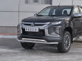 18 599 р. Защита переднего бампера (Ø 63 мм, нержавейка) SLITKOFF Mitsubishi L200 5 KK,KL рестайлинг (2018-2022)  с доставкой в г. Тольятти. Увеличить фотографию 2