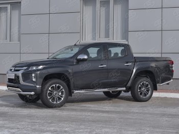 18 599 р. Защита переднего бампера (Ø 63 мм, нержавейка) SLITKOFF Mitsubishi L200 5 KK,KL рестайлинг (2018-2022)  с доставкой в г. Тольятти. Увеличить фотографию 3