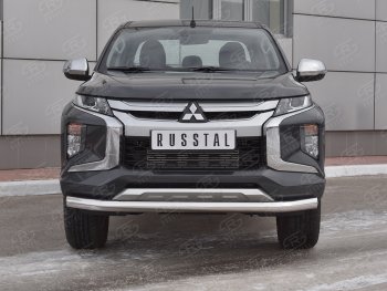 Защита переднего бампера (Ø 76 мм, нержавейка) SLITKOFF Mitsubishi L200 5 KK,KL рестайлинг (2018-2022)