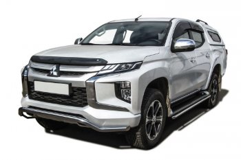 15 949 р. Защита переднего бампера Slitkoff (Ø 57 мм, волна)  Mitsubishi L200  5 KK,KL (2018-2022) рестайлинг (Нержавеющая сталь)  с доставкой в г. Тольятти. Увеличить фотографию 1