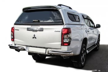 16 999 р. Защита заднего бампера Slitkoff (Ø 76+Ø 42, без бампера)  Mitsubishi L200  5 KK,KL (2018-2022) рестайлинг (Нержавеющая сталь)  с доставкой в г. Тольятти. Увеличить фотографию 1