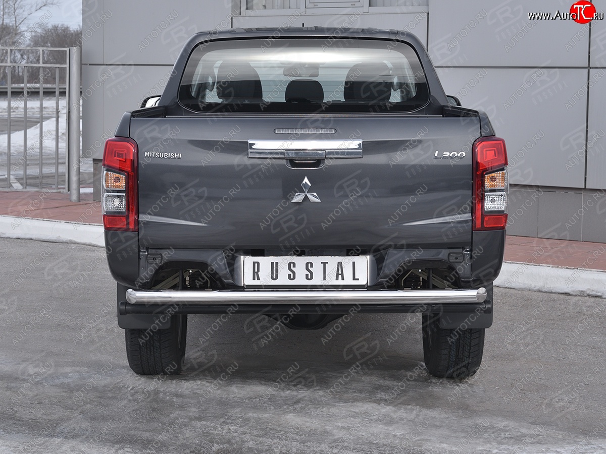 21 999 р. Защита заднего бампера (Ø63 мм, нержавейка) RUSSTAL Mitsubishi L200 5 KK,KL рестайлинг (2018-2022)  с доставкой в г. Тольятти