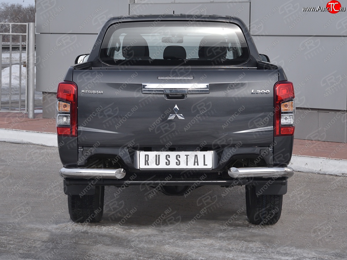 16 599 р. Защита заднего бампера (Ø76 мм уголки, нержавейка) SLITKOFF Mitsubishi L200 5 KK,KL рестайлинг (2018-2022)  с доставкой в г. Тольятти