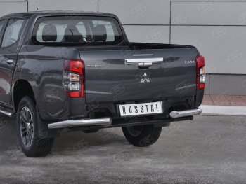 16 599 р. Защита заднего бампера (Ø76 мм уголки, нержавейка) SLITKOFF Mitsubishi L200 5 KK,KL рестайлинг (2018-2022)  с доставкой в г. Тольятти. Увеличить фотографию 3