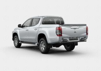 15 899 р. Защита заднего бампера SLITKOFF (Ø57 секции d42x2 уголки)  Mitsubishi L200  5 KK,KL (2018-2022) рестайлинг (нержавейка с полимерным покрытием, черный)  с доставкой в г. Тольятти. Увеличить фотографию 1