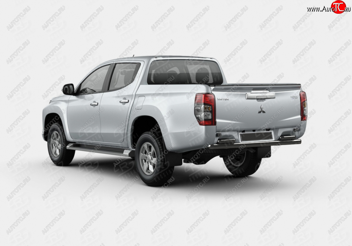 15 899 р. Защита заднего бампера SLITKOFF (Ø57 секции d42x2 уголки)  Mitsubishi L200  5 KK,KL (2018-2022) рестайлинг (нержавейка с полимерным покрытием, черный)  с доставкой в г. Тольятти