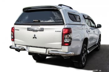 14 099 р. Защита заднего бампера Slitkoff (Ø 76 мм, без бампера)  Mitsubishi L200  5 KK,KL (2018-2022) рестайлинг (Нержавеющая сталь)  с доставкой в г. Тольятти. Увеличить фотографию 1