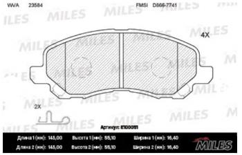 Колодки тормозные передние MILES Mitsubishi Lancer 10 CY хэтчбек 5 дв рестайлинг (2011-2017)