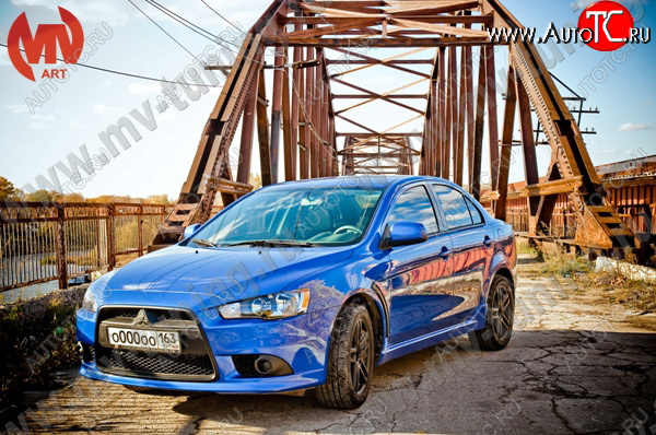 6 599 р. Накладки порогов EVO  Mitsubishi Lancer  10 CY (2007-2017) седан дорестайлинг, седан рестайлинг, хэтчбек 5 дв рестайлинг (Неокрашенные)  с доставкой в г. Тольятти