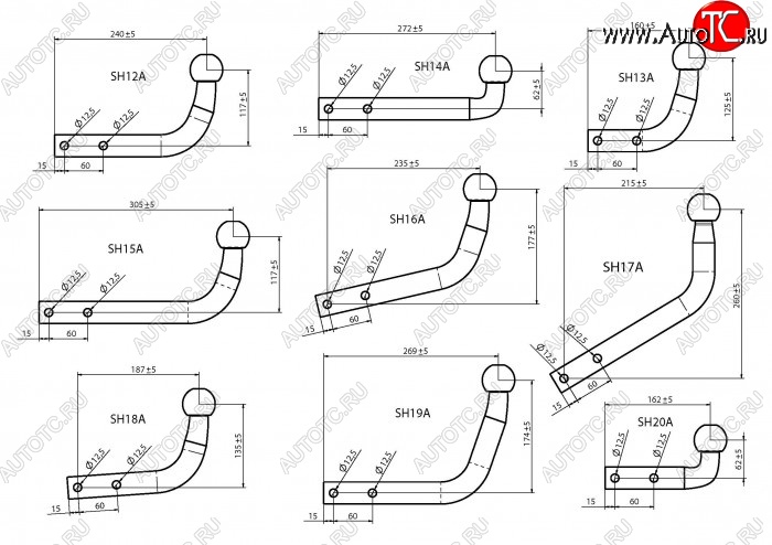 1 039 р. Шар фаркопа Лидер Плюс + тип А Honda Ascot CE дорестайлинг (1993-1995) (ТИП: SH14A)  с доставкой в г. Тольятти