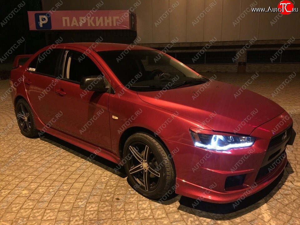 579 р. Реснички на фары Style Mitsubishi Lancer 10 CY хэтчбэк дорестайлинг (2007-2010) (Неокрашенные)  с доставкой в г. Тольятти