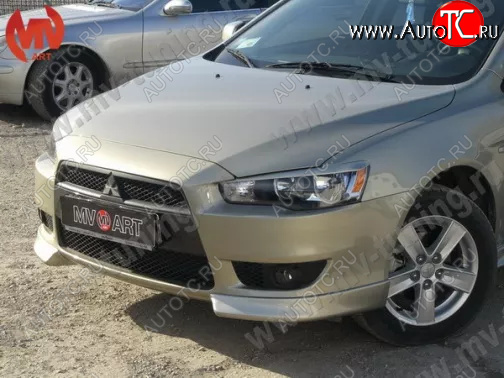 4 199 р. Клыки переднего бампера (комплектация 2.0 INTENSE) MV-Tuning  Mitsubishi Lancer  10 CY (2007-2010) седан дорестайлинг, хэтчбэк дорестайлинг (Неокрашенные)  с доставкой в г. Тольятти