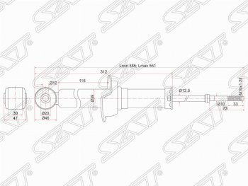 2 699 р. Амортизатор задний SAT (установка на левую или правую сторону) Mitsubishi Lancer 10 седан дорестайлинг (2007-2010)  с доставкой в г. Тольятти. Увеличить фотографию 2