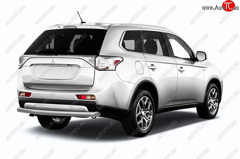 8 999 р. Защита заднего бампера Slitkoff (короткая, d57)  Mitsubishi Outlander  GF (2015-2018) 2-ой рестайлинг (Нержавейка, Полированная)  с доставкой в г. Тольятти