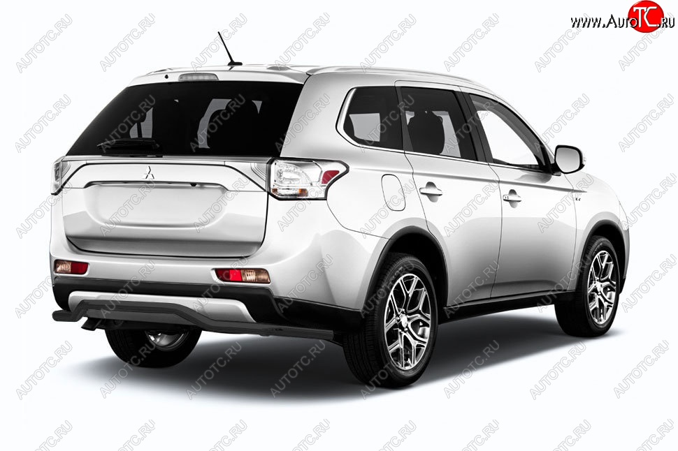 9 399 р. Защита заднего бампера Slitkoff (волна длинная, d57)  Mitsubishi Outlander  GF (2015-2018) 2-ой рестайлинг (Сталь с полимерным покрытием. Цвет: чёрный)  с доставкой в г. Тольятти