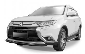 8 449 р. Защита переднего бампера Slitkoff (Ø 57 мм).  Mitsubishi Outlander  GF (2015-2018) 2-ой рестайлинг (Сталь с полимерным покрытием. Цвет: черный)  с доставкой в г. Тольятти. Увеличить фотографию 1