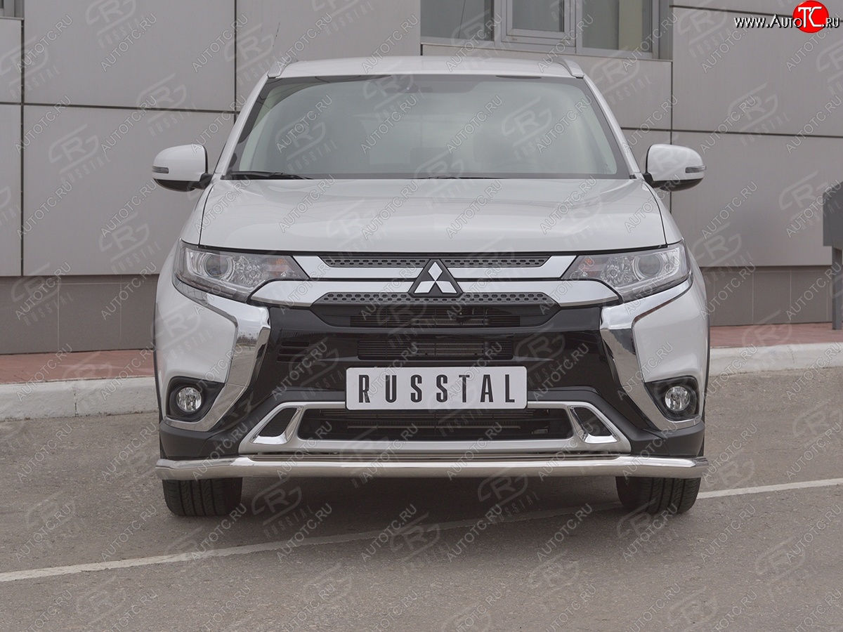 14 999 р. Защита переднего бампера (Ø 63 мм, нержавейка) SLITKOFF Mitsubishi Outlander GF 3-ий рестайлинг (2018-2022)  с доставкой в г. Тольятти